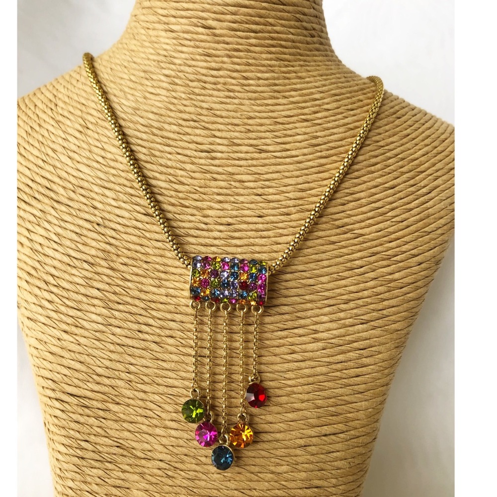 Multicolor ♥️ Rhinestone Necklace - Picture 7 of 8